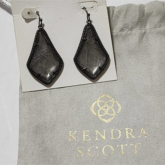 Kendra Scott Alex Drop earrings gunmetal tone mirror rock - Picture 2 of 7